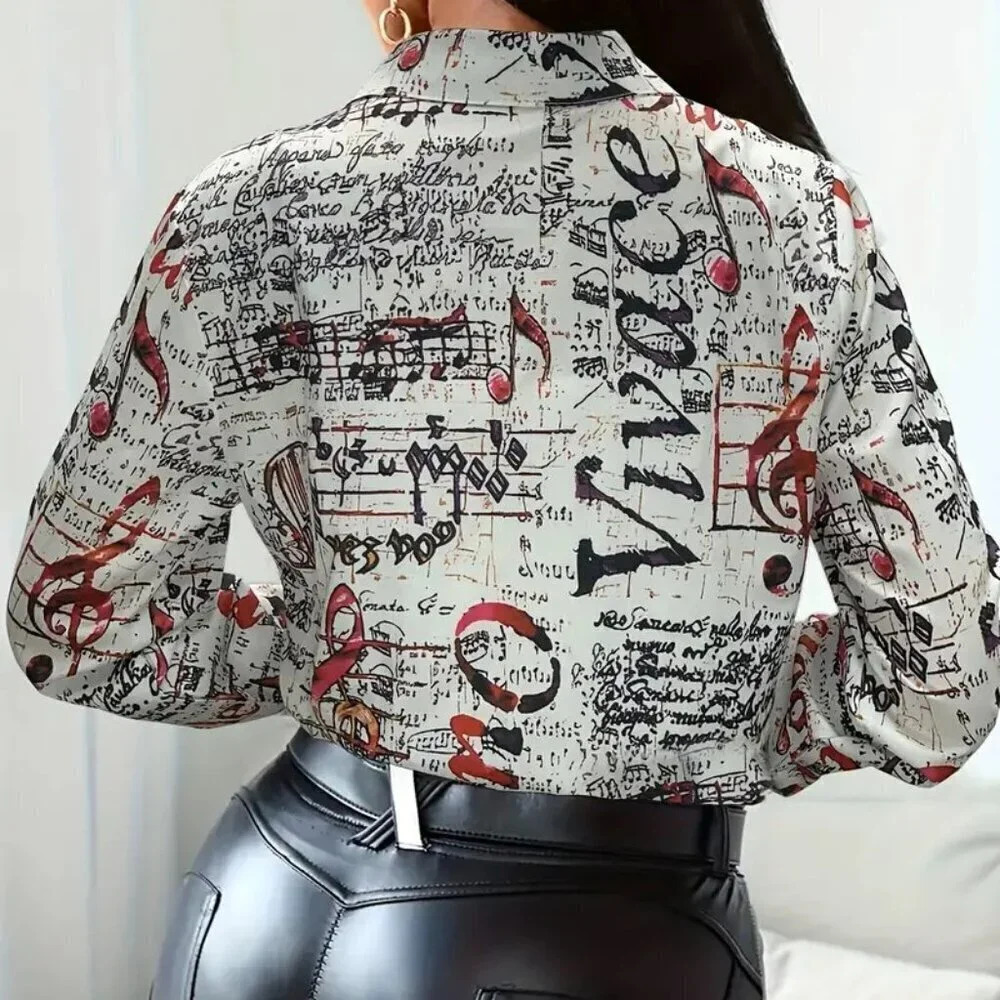 Musical Note Print Shirt (Color: Mixed Color) - Picture 2 of 4
